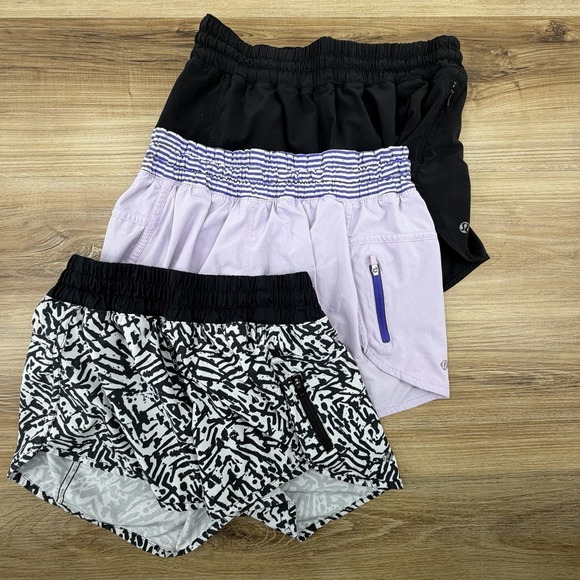 lululemon athletica Pants - Lot Of 3 Women's Lululemon Athletic Shorts Size 6 Black Pink Pocket Workout